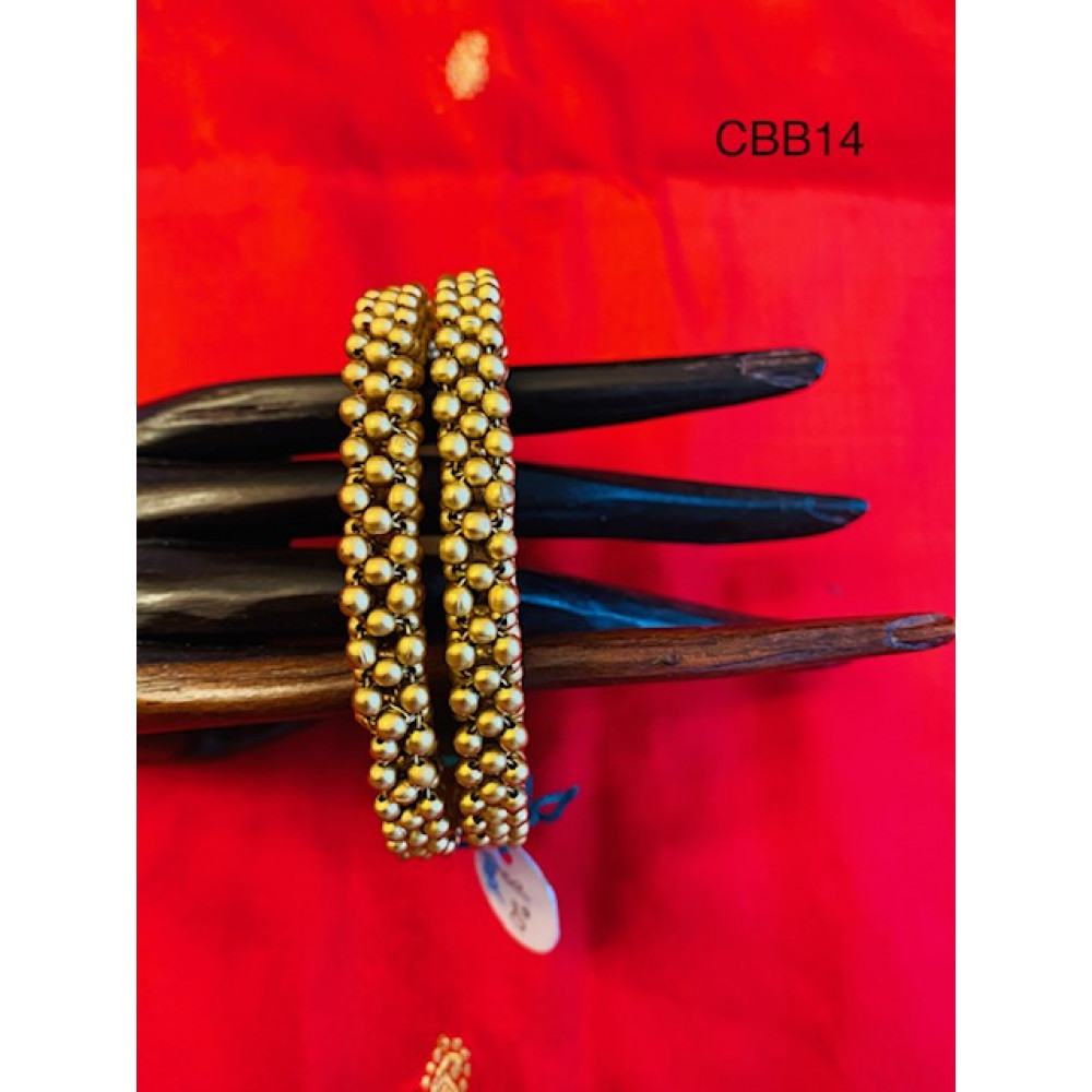 CBB14 - Gold Bead Bangles (Size2.6)