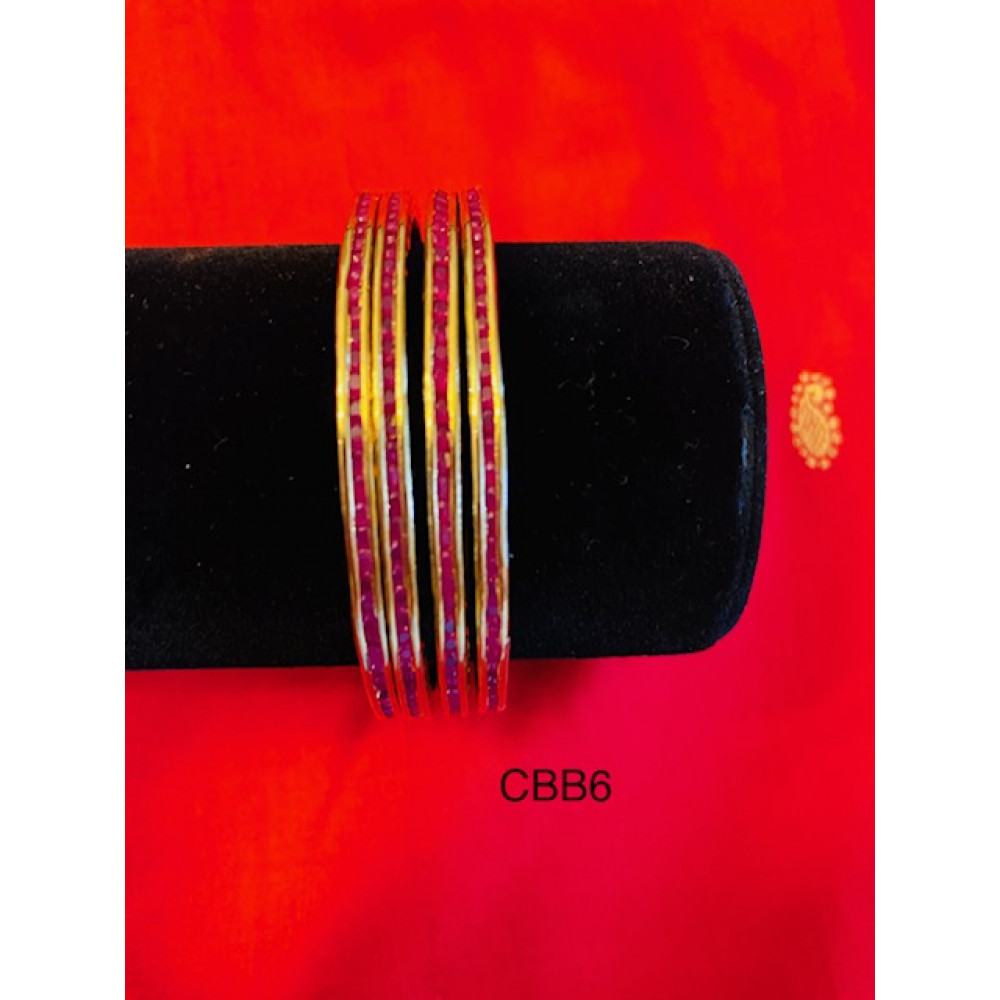 CBB6 - Ruby studded gold bangles (Size 2.4)