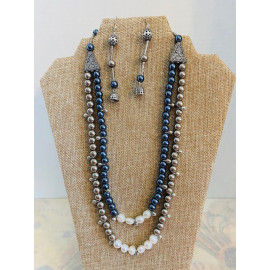 CBHJ37 Multicolor pearls double strand with gungroo