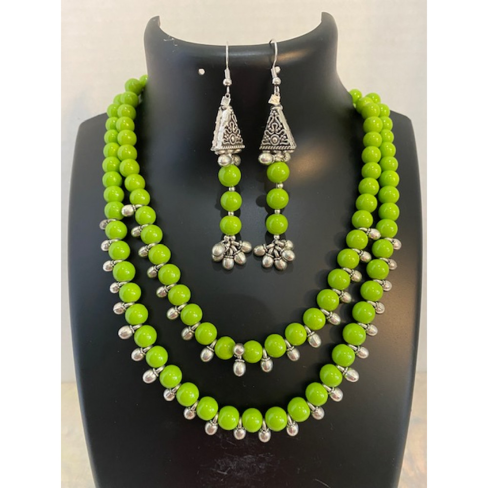 CBHJ38 Light green beads double strand with gungroo