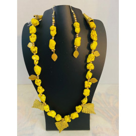 CBHJ50 Yellow stone with leaf pendants