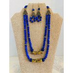 CBHJ77 Royal blue beads with gold inlays